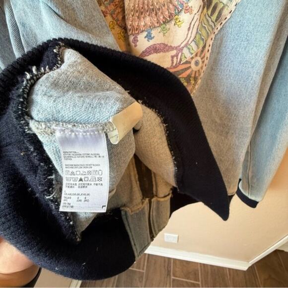 American Apparel Upcycled Grateful Dead Jean Jacket Size Large Jerry Garcia - Picture 3 of 4